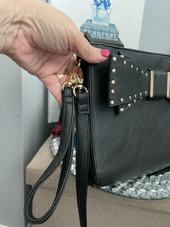 Betsey Johnson Black Bow Studded Crossbody Bag - Picture 3 of 8